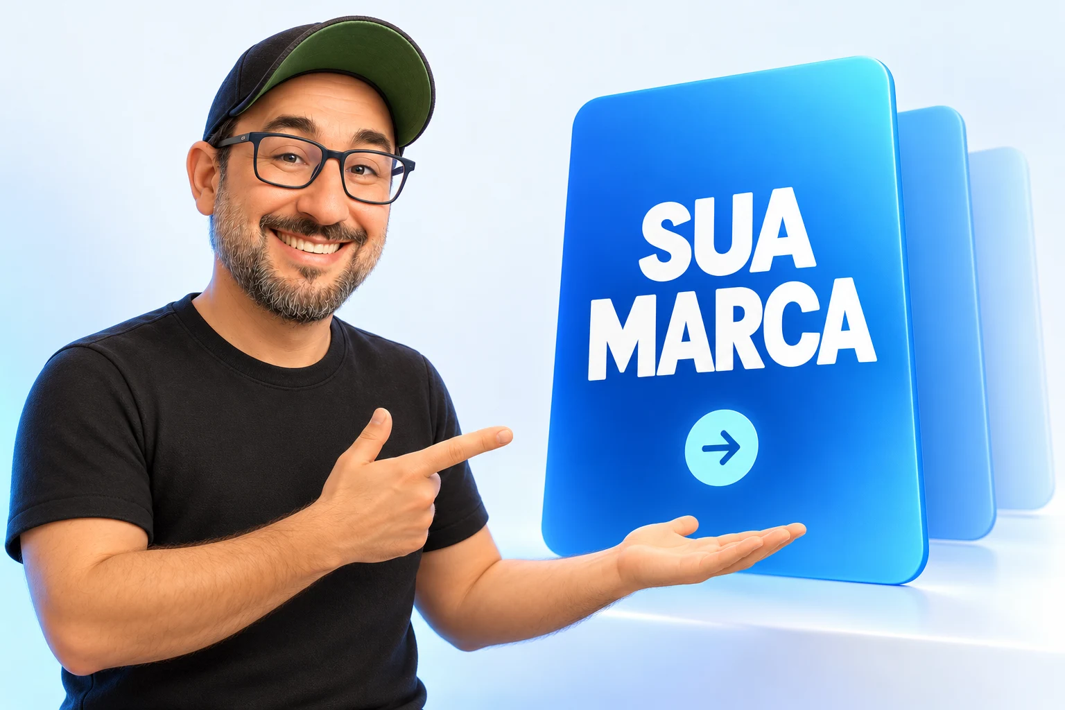Ilustração de Dante Testa apresentando um banner com o texto Sua marca.