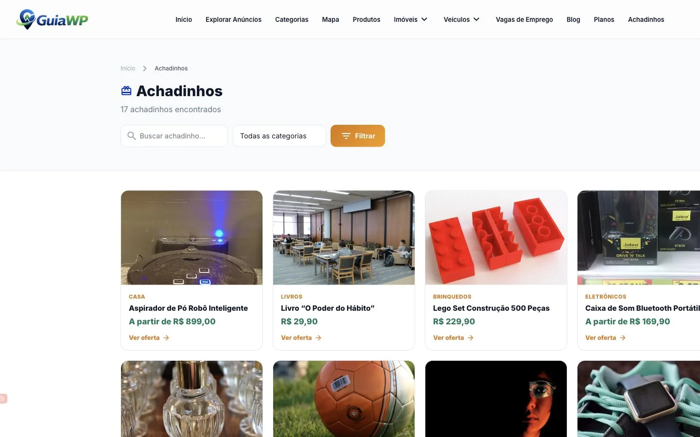 Catálogo de achadinhos com links de afiliado no GuiaWP