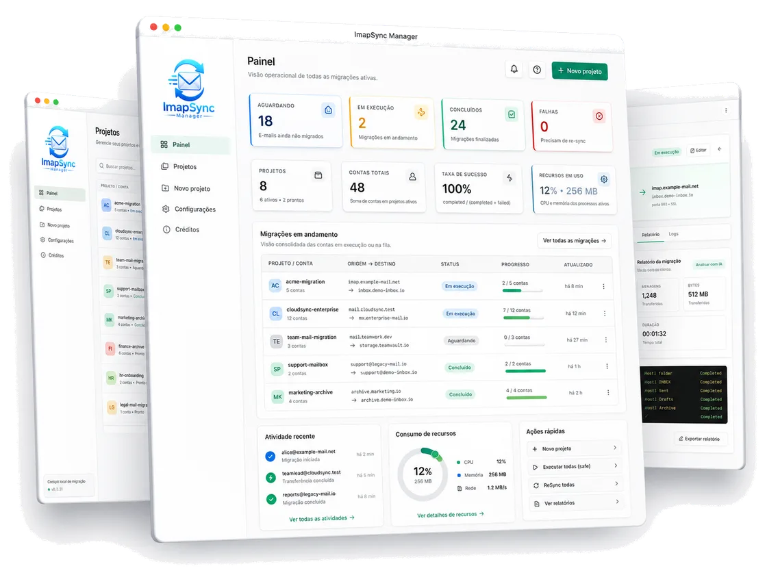 ImapSync Manager dashboard