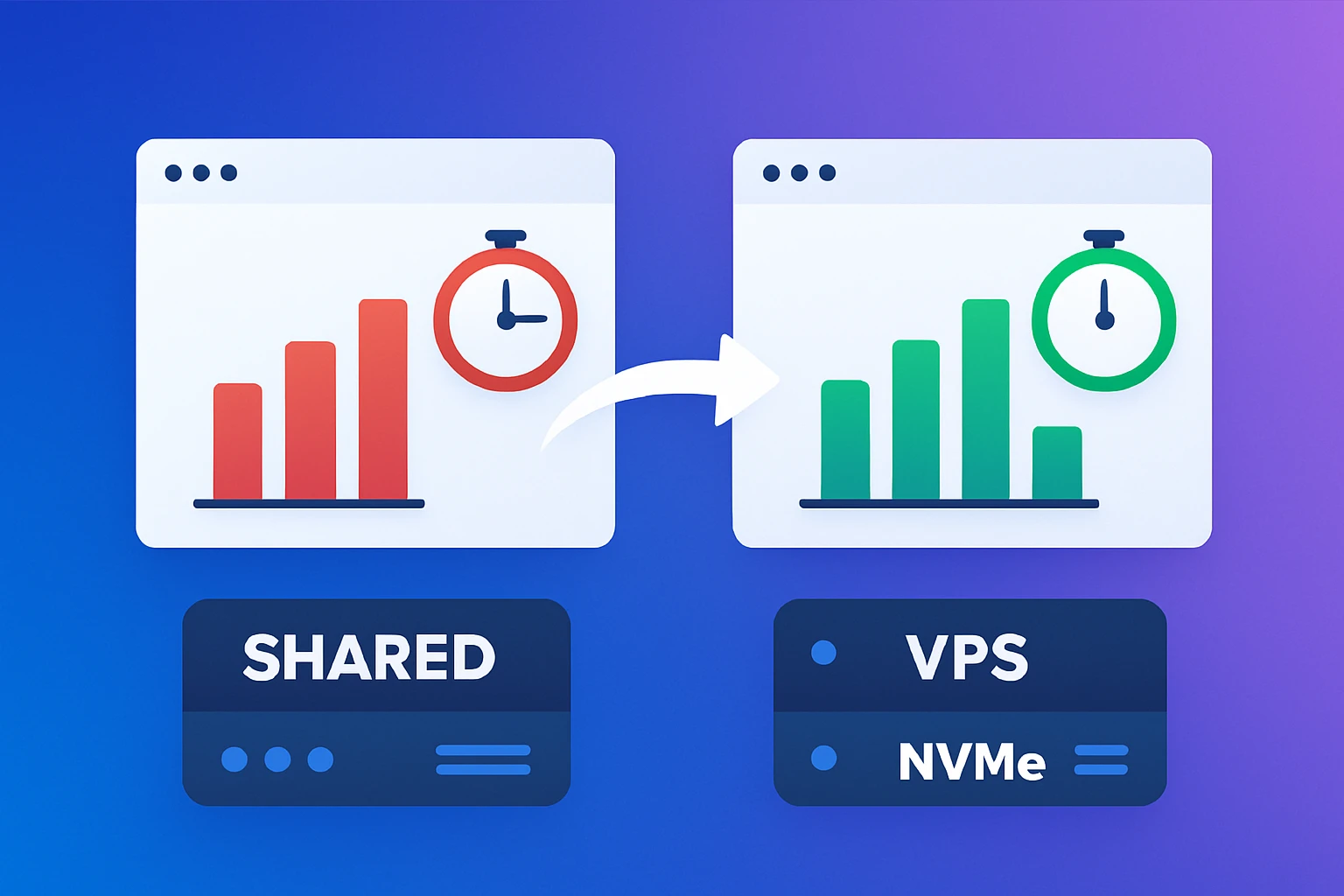 comparativo de TTFB hospedagem compartilhada vs VPS